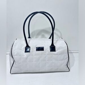 GIVENCHY Parfums White Black Nylon Quilted‎ Duffle Weekender Gym Bag